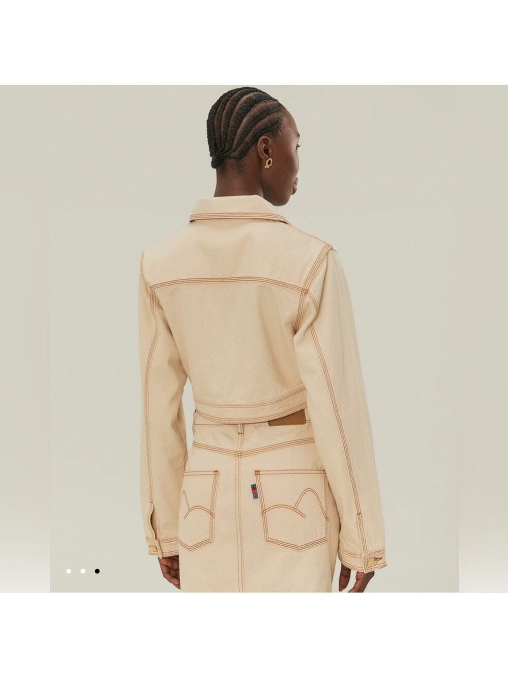 Farm Rio Off-White Gabardine Cropped Jacket - Picture 5 of 6